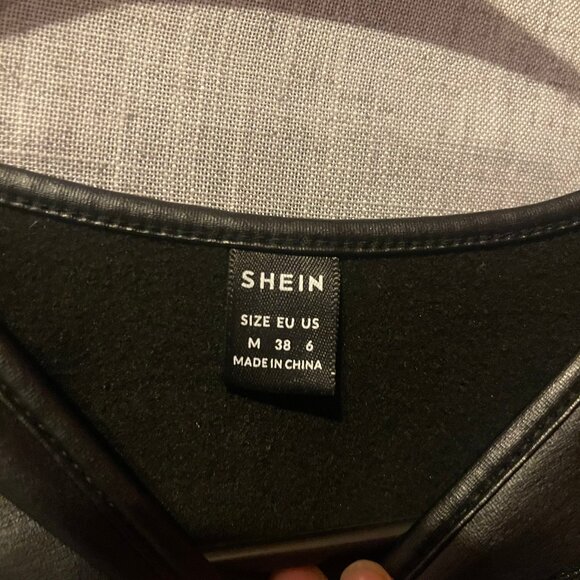 Womens Black Faux Leather Crop Top Tank Top - Picture 5 of 5